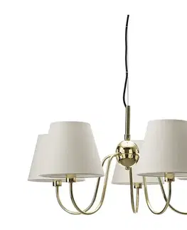 Svietidlá ByRydens 4202720-6509 - Luster na lanku LYNF 5xE14/8W/230V mosadz/biela 4202720-6509