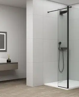 Sprchové dvere POLYSAN - ESCA BLACK MATT sprchová zástena, fixné sklo 1200 číre sklo, otoč. panel 400  ES3A120B40B