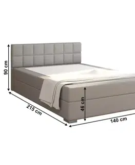 Postele KONDELA Ferata TV Komfort 140 boxspringová manželská posteľ sivohnedá (taupe)