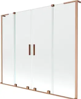 Sprchové dvere MEXEN/S - Velar L Duo dvojkrídlová posuvná vaňová zástena 180 x 150, transparent, meď kartáčovaná 896-180-003-02-65