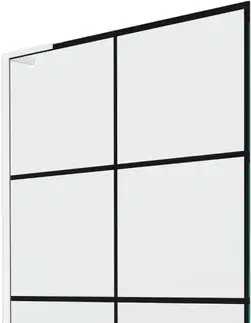 Sprchové dvere MEXEN/S - Next L vaňová zástena FIX 100 x 150, čierna vzor, biela 895-100-000-03-77-20