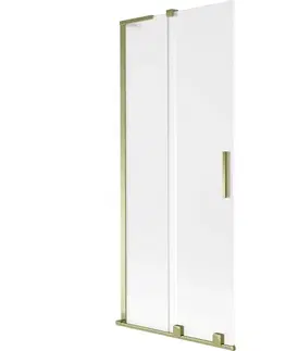Sprchové dvere MEXEN/S - Velar L dvojkrídlová posuvná vaňová zástena 85 x 150, dekor, zlatá 896-085-003-31-50