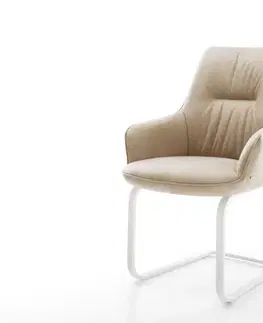 Jedálenské stoličky DELIFE Jedálenská stolička Zelia-Flex s opierkami mikrovlákno béžová vintage jedálenská stolička plochá biela vrecková pružina