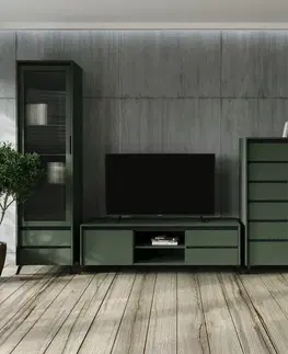 TV stolíky KONDELA Longy RTV1K2So tv stolík smoke zelená / čierna