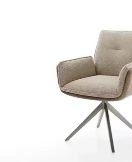 Jedálenské stoličky DELIFE Otočná jedálenská stolička Nela-Flex zmiešané materiály tmavobéžová krížová podstava široká grafitová otočná o 360° s hojdacou funkciou