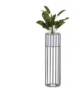 Stojany na kvetiny HowHomely Kovový kvetináč LOFT 70x20 cm čierna/biela HH-ML-01-BW