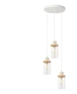 Svietidlá  Luster na lanku WOODNEST 3xE27/15W/230V borovica/krémová W-KD 1015/3 SAND+TR