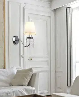 Stropná svetla Chrómová nástenná lampa/béžové tienidlo s kryštálmi 40W Ruti