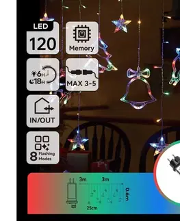 LED osvetlenie  B.V.  - LED RGBY vonkajšia vianočná svetelná reťaz 120xLED/6W/230V/8 funkcií 3x0,6m IP44 + diaľkové ovládanie B10303S70