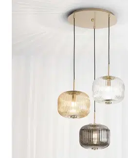 Svietidlá Ondaluce - Luster na lanku ODETTE 3xE14/10W/230V priem. 43 cm zlatá/dymová SO.ODETTE/COLORS
