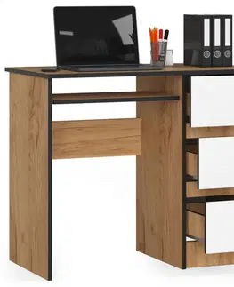 Písacie stoly Moderný písací stôl PEGAS90P, dub Craft biely