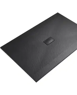 Vane CERANO - Sprchová vanička obdélníková FlexiCut - SMC/minerální kompozit - upravitelná - černá matná - 130x100x3  CER-666115