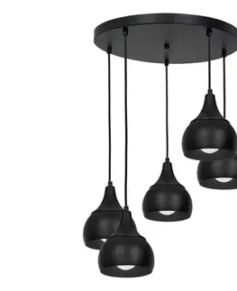 Svietidlá  Luster na lanku AKTAN 5xE27/60W/230V čierna guľatý 3377