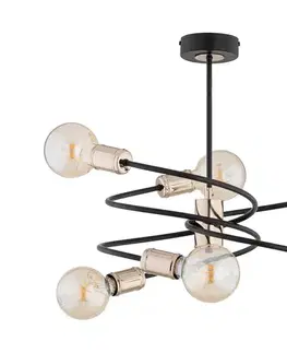 Svietidlá  Luster na tyči DISCO 6xE27/60W/230V čierna/zlatá 63233