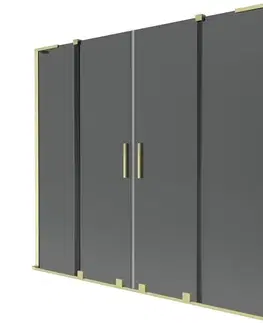 Sprchové dvere MEXEN/S - Velar L Duo dvojkrídlová posuvná vaňová zástena 170 x 150, grafit, zlatá kartáčovaná 896-170-003-42-55