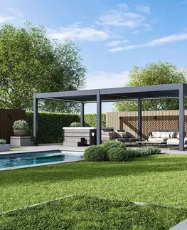 Bioklimatické pergoly Elektrická bioklimatická pergola PRESTIGE 8x4 m Rojaplast