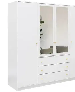 Šatníkové skrine Skriňa Siena D4 biela / zrkadlo