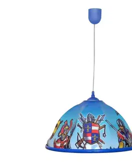 Svietidlá  Detský luster na lanku KNIGHT 1xE27/15W/230V WLA-06 RYCERZ NIEBIESKI