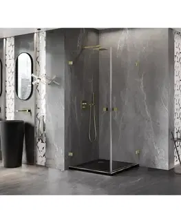 Sprchovacie kúty MEXEN/S - Lunar-B Duo sprchovací kút dvere krídlové 90 x 90, transparent, zlato 832-090L-090P-50-00