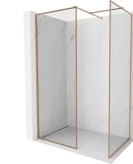 Sprchové dvere MEXEN/S - Kyoto-F Sprchová zástena WALK-IN s rámom 150 x 85, transparent 8 mm, meď kartáčovaná 800-150-202-04-65-085