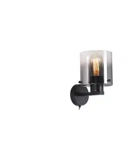 Svietidlá Searchlight 88912-1BK - Nástenné svietidlo SWEDEN 1xE27/60W/230V čierna/dymová 88912-1BK