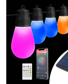 LED osvetlenie  LED RGBIC Solárny reťaz 30xLED/1,3W/3,7V 2200 mAh 14,37 m IP65 čierna + diaľkové ovládanie 11747