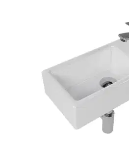 Kúpeľňové batérie SAT - Koupelnový set pravého závěsného umývátka Brevis 40,5 cm, pákové baterie, sifonu, průtočné zátky a roháčků KSETBRE2P KSETBRE2P
