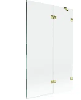 Sprchové dvere MEXEN/S - Lunar vaňová zástena 2-krídlová pravá 110 x 150, transparent, zlatá 897-110-100-50-00-P