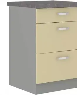 Kuchynské skrinky stojace Skrinka do kuchyne Karmen 60d 3s bb krémová