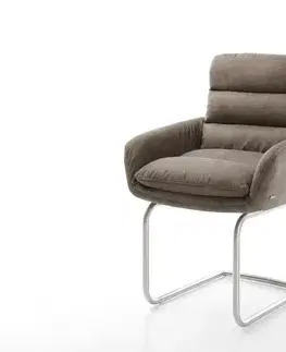 Jedálenské stoličky DELIFE Jedálenská stolička Abelia-Flex s opierkami mikrovlákno taupe vintage jedálenská stolička okrúhla nerezová oceľ