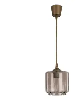 Svietidlá BRILAGI - LED luster na lanku R GLASS 1xE27/60W/230V priemer 15 cm hnedá/dymovo-béžová NSTK7399+TK8611A