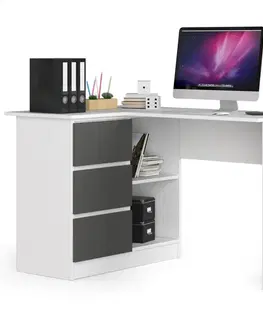 Písacie stoly Moderný písací stôl HERRA124L, biely / grafit