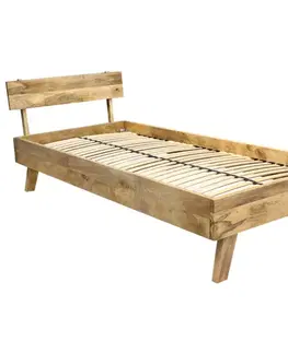 Postele Posteľ 90x200 s čelom z mangového dreva