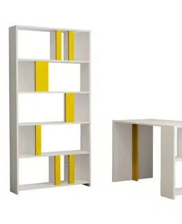 Písacie stoly Písací stôl s knižnicou Lima - White, Yellow