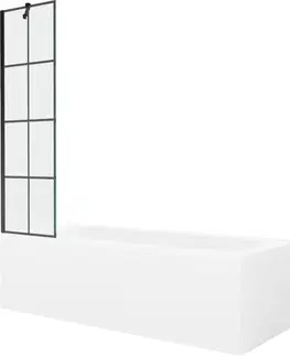 Sprchové dvere MEXEN/S - Vega obdĺžniková vaňa 170 x 70 cm s panelom + vaňová zástena 50, čierna vzor 550117077X9505007077