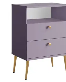 Nočné stolíky KONDELA Igne Typ 2 nočný stolík fialová / zlatá