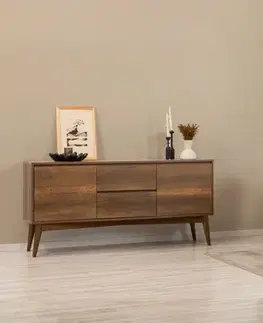 Jedálenské sety Set s rozkladacím stolom, stoličkami a konzolou (5 kusov) Vina 02 0701 - Walnut, Grey