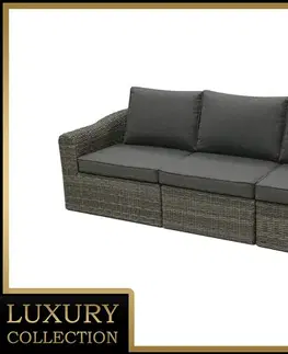 Záhradné stoličky a kreslá DEOKORK Ratanová lavica pre 3 osoby BORNEO LUXURY (sivá)