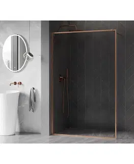 Sprchové dvere MEXEN/S - Kyoto-F Sprchová zástena WALK-IN s rámom 75 x 202, transparent 8 mm, meď kartáčovaná 800-075-104-65-00