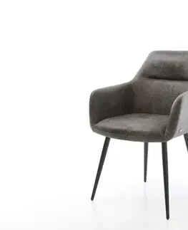 Jedálenské stoličky DELIFE Jedálenská stolička Pejo-Flex mikrovlákno sivá vintage 4-nohá zúžená čierna vrecková pružina