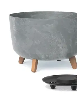 Kvetináče a truhlíky NABBI DGRL400E plastový kvetináč na nožičkách 39 cm sivý betón