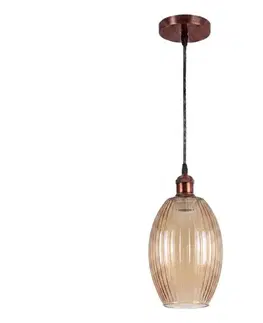 Svietidlá BRILAGI-LED Luster na lanku R GLASS 1xE27/60W/230V pr. 17 cm medená/dymovo-béžová NSTK7499+AI0179