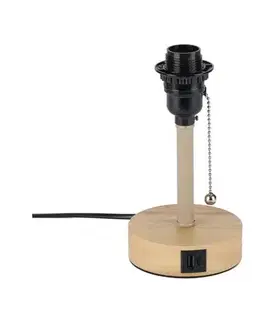 Lampy BRILAGI - Stolná lampa s USB portom TABLON 1xE27/25W/230V dub/béžová BRI598