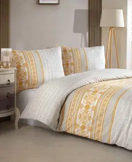 Obliečky Obliečky bavlnené Angelika gold TiaHome - 2x Vankúš 90x70cm, 1x Paplón 200x220cm