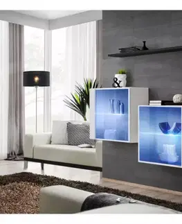 Komody do spálne Komoda+Polička Switch Sb III Led Biely/Čierna