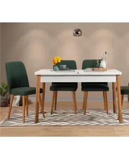 Jedálenské sety Jedálenský set s rozkladacím stolom a stoličkami (5 kusov) Santiago White Green