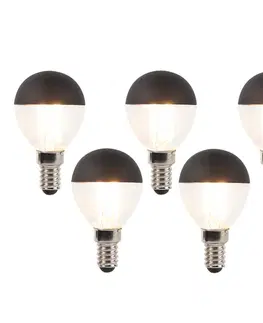 LED osvetlenie Sada 5 stmievateľných LED vláknových žiaroviek E14 P45 čierne 300lm 2700K