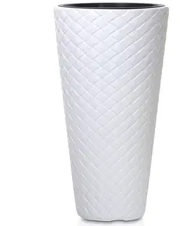Kvetináče a truhlíky NABBI DPMT400 vysoký plastový kvetináč 40 cm biela