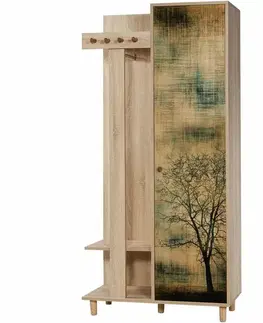 Nemý sluha Vešiak so skriňou Garmanto Tree Sonoma Oak
