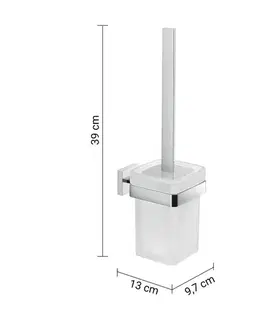 Držiaky na toaletný papier Gedy - ELBA WC kefa závesná, mliečne sklo, chróm A033313
